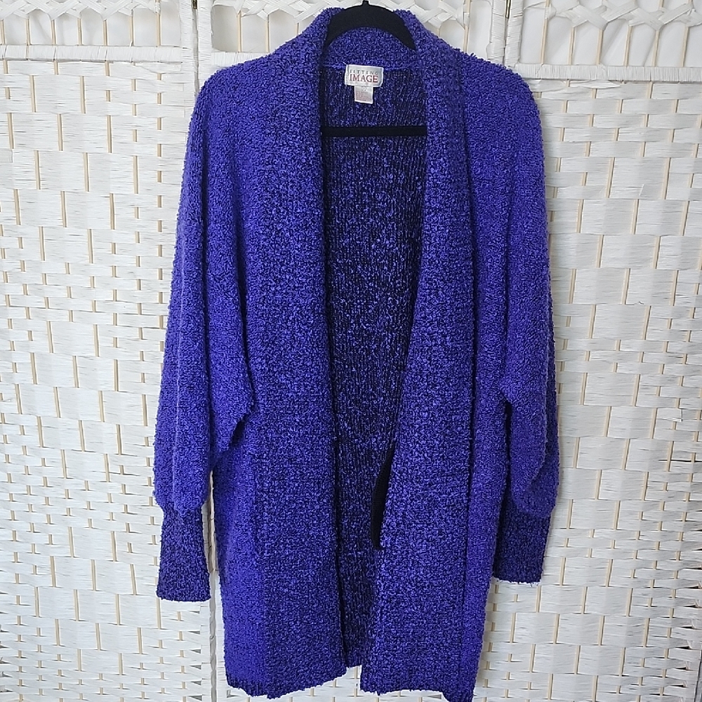 Fitting Image- Vintage Vibrant Indigo Open-Front Cardigan